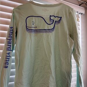 Vineyard Vines Kids Mint Whale Long Sleeve Tee